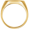 18k Yellow Gold 18x16mm Men's Signet Ring with Brush Finish, Size 10