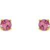 14k Yellow Gold Imitation Pink Tourmaline Youth Earrings