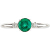 14k White Gold Genuine Emerald & Diamond Ring, Size 7