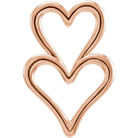 14k Rose Gold Double Heart Chain Slide