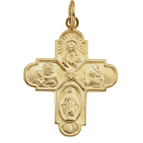 14k Yellow Gold 24.4x21.5mm Four-Way Cross Medal