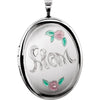 Oval Mom Locket with Color in Sterling Silver