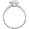 14k White Gold Created Opal & .05 CTW Diamond Ring, Size 7