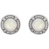 14k White Gold Opal & 1/6 CTW Diamond Earrings