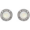 14k White Gold Opal & 1/6 CTW Diamond Earrings