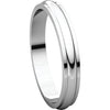 14k White Gold 3mm Half Round Edge Band, Size 5.5