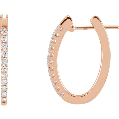 14k Rose Gold 1/3 CTW Diamond Hoop Earrings