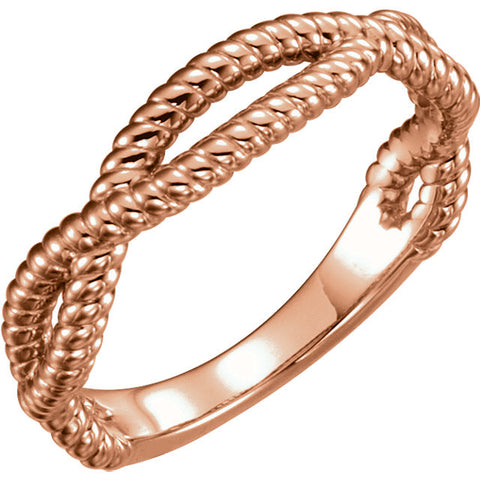 14k Rose Gold Rope Ring, Size 7