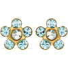 14k Yellow Gold Imitation "March" Youth Birthstone Flower Inverness Piercing Earrings