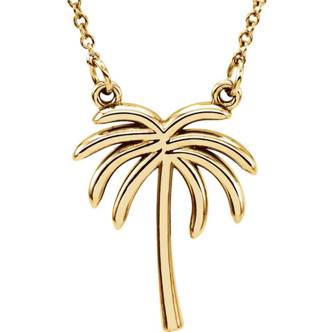 14k Yellow Gold Palm Tree 16" Necklace
