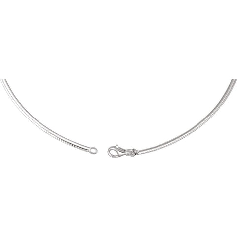 Sterling Silver 2.6mm Reversible Omega Chain 18" Chain