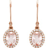 14k Rose Gold Morganite & 1/5 CTW Diamond Earrings