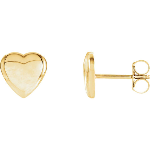 14k Yellow Gold Heart Earrings