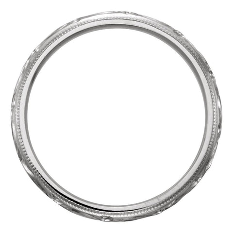 14k White Gold 6mm Hand-Engraved Band Size 11