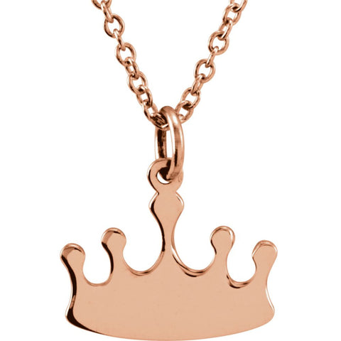 14k Rose Gold Tiny Posh Crown 16-18" Necklace
