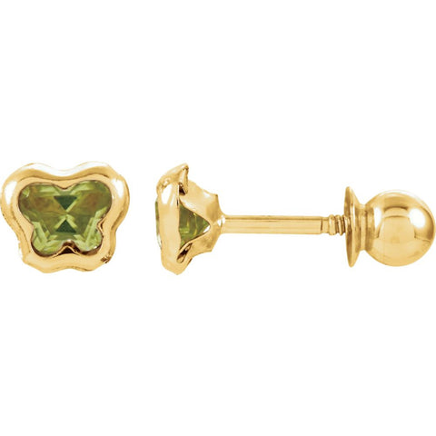 14k Yellow Gold August CZ Birthstone Earrings with Screw Backs