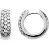 14K White Gold 7/8 CTW Diamond Hoop Earrings