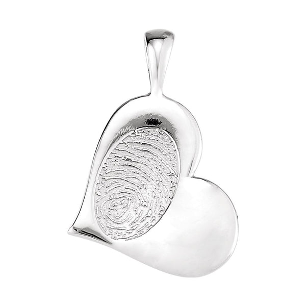14k White Gold Heart print Happy Mothers Day Pendant