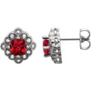 14k White Gold Chatham« Created Ruby & 1/10 ctw. Diamond Earrings