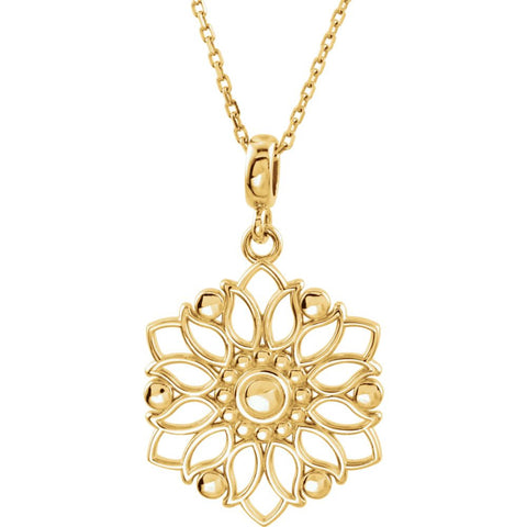 14k Yellow Gold Decorative Dangle 18" Necklace