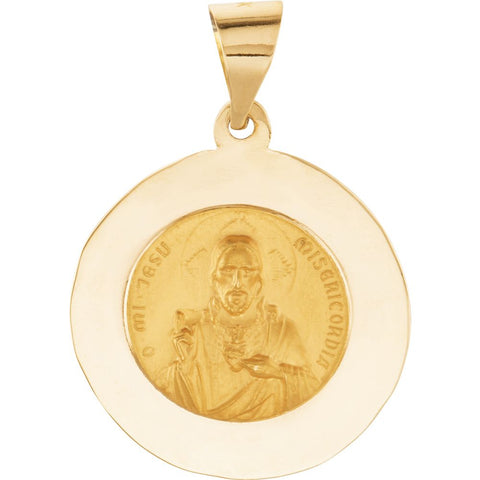 14k Yellow Gold 18.5mm Round Hollow Scapular Medal