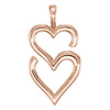 14k Rose Gold Double Heart Pendant
