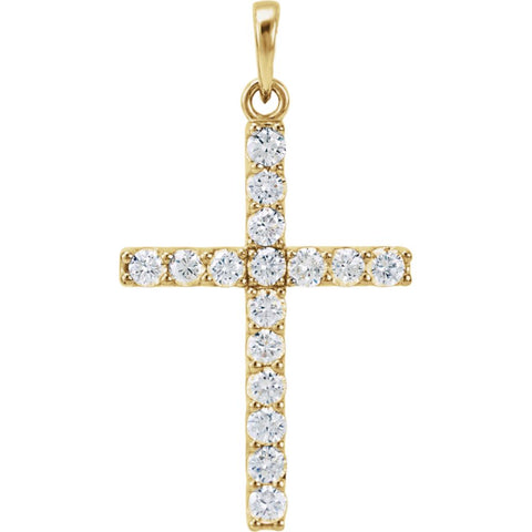 14k Yellow Gold 3/4 CTW Diamond Cross Pendant