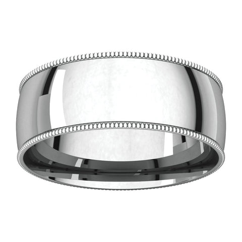 14k White Gold 7mm Light Comfort Fit Milgrain Band , Size 7.5
