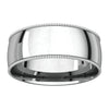 14k White Gold 7mm Light Comfort Fit Milgrain Band , Size 7.5