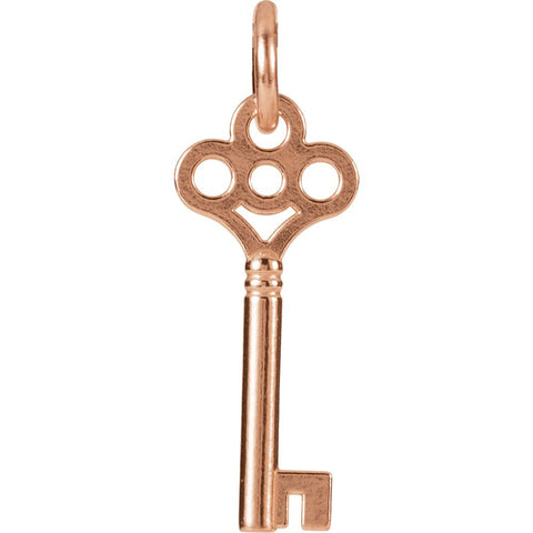 14k Rose Gold Key Charm with Jump Ring