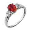 14K White Gold Created Ruby & 0.04 CTW Diamond Ring (Size 6)