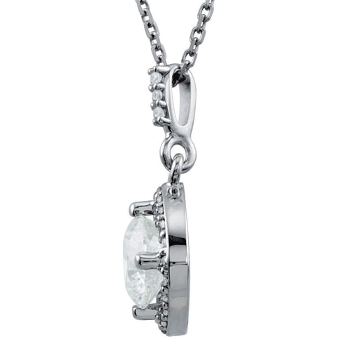 14k White Gold 1 1/6 CTW Diamond Halo-Style 18" Necklace