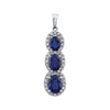 14K White Gold Created Blue Sapphire & 0.04 CTW Diamond 3-Stone Pendant
