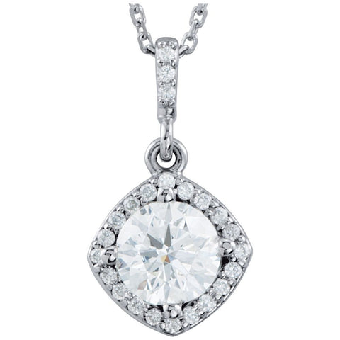 14k White Gold 7/8 CTW Diamond Halo-Style 18" Necklace