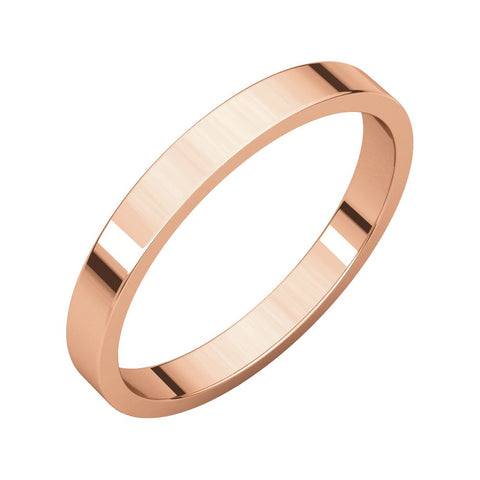 14k Rose Gold 2.5mm Flat Band, Size 8