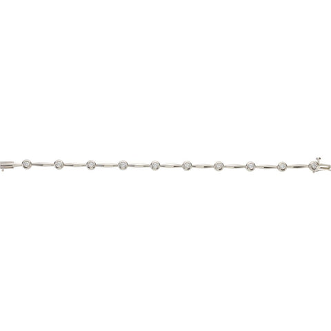14k White Gold 1 CTW Diamond Line 7.5" Bracelet