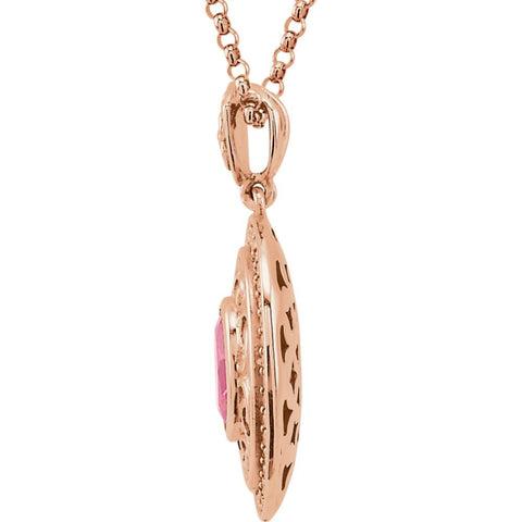 14k Rose Gold Pink Tourmaline & 1/5 CTW Diamond 18" Necklace