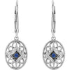 Sterling Silver Sapphire Lever Back Earrings