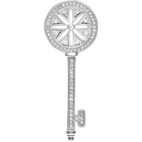 Sterling Silver 3/8 CTW Diamond Key Pendant