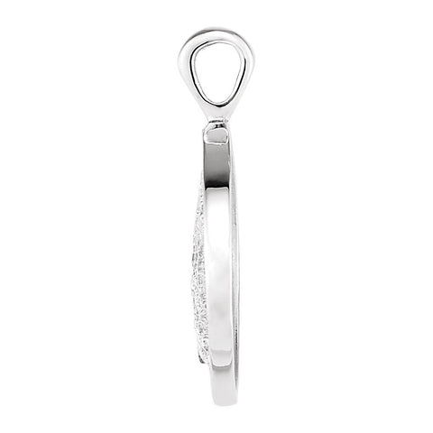 14k White Gold Heart print Oak Tree Pendant