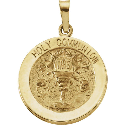 14k Yellow Gold 18mm Round Holy Communion Medal
