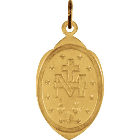 14k Yellow Gold 18x12mm Badge-Shaped Miraculous Medal