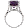 14k White Gold Amethyst & 1/4 CTW Diamond Ring , Size 7