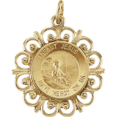 14k Yellow Gold 18.5mm Infant Jesus Medal