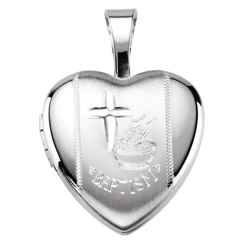 Sterling Silver Baptism Heart Locket