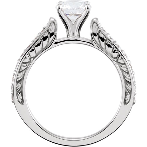 14k White Gold Cubic Zirconia & 3/8 CTW Diamond Sculptural-Inspired Engagement Ring Size 7