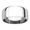 14k White Gold 8mm Half Round Light Band, Size 9