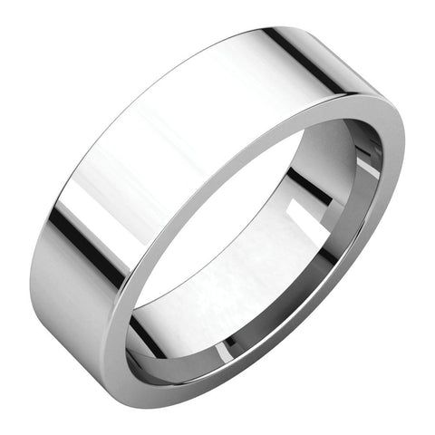14k White Gold 6mm Flat Comfort Fit Band, Size 10