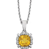 14k White Gold Citrine & 0.05 ctw. Diamond 18-inch Necklace