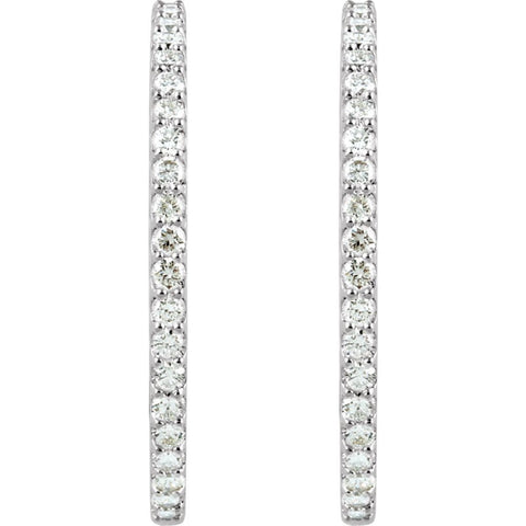 14k White Gold 5 CTW Diamond Inside/Outside Hoop Earrings